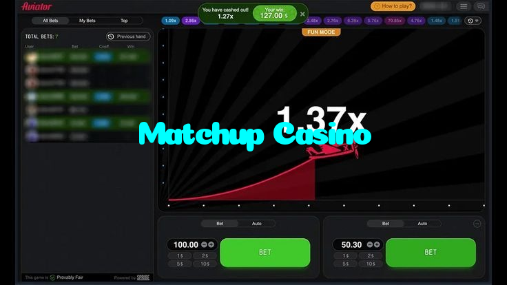 Matchup Casino casino presented on mobile device in Pakistan with slots and live games